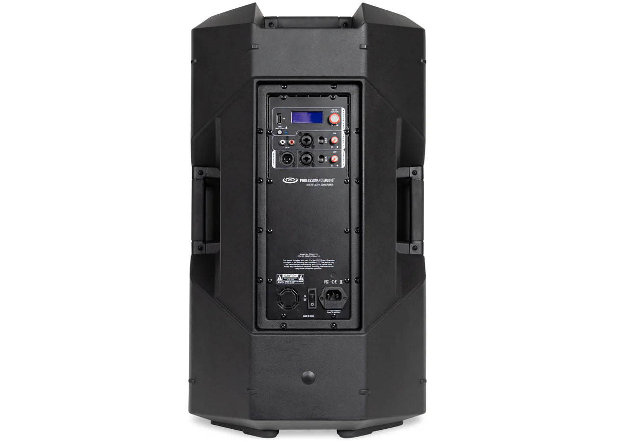 Pure Resonance Audio A115 600W 15 Inch 2-Way Bluetooth Speaker
Black professional audio speaker with control panel on a white background