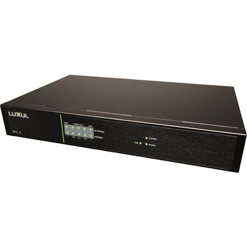 Luxul ABR-4500 Epic 4 Multi-WAN Gigabit Router Pro Networks
Black network switch with Luxul branding on a white background