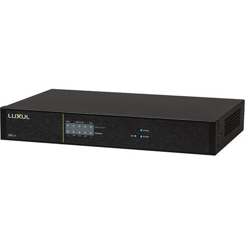 Luxul ABR-4500 Epic 4 Multi-WAN Gigabit Router Pro Networks
Black electronic device with Luxul logo on a white background