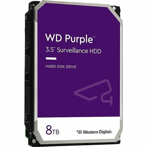 Western Digital WD85PURZ WD Purple 8TB Surveillance Hard Drive
Western Digital Purple hard disk drive on a white background