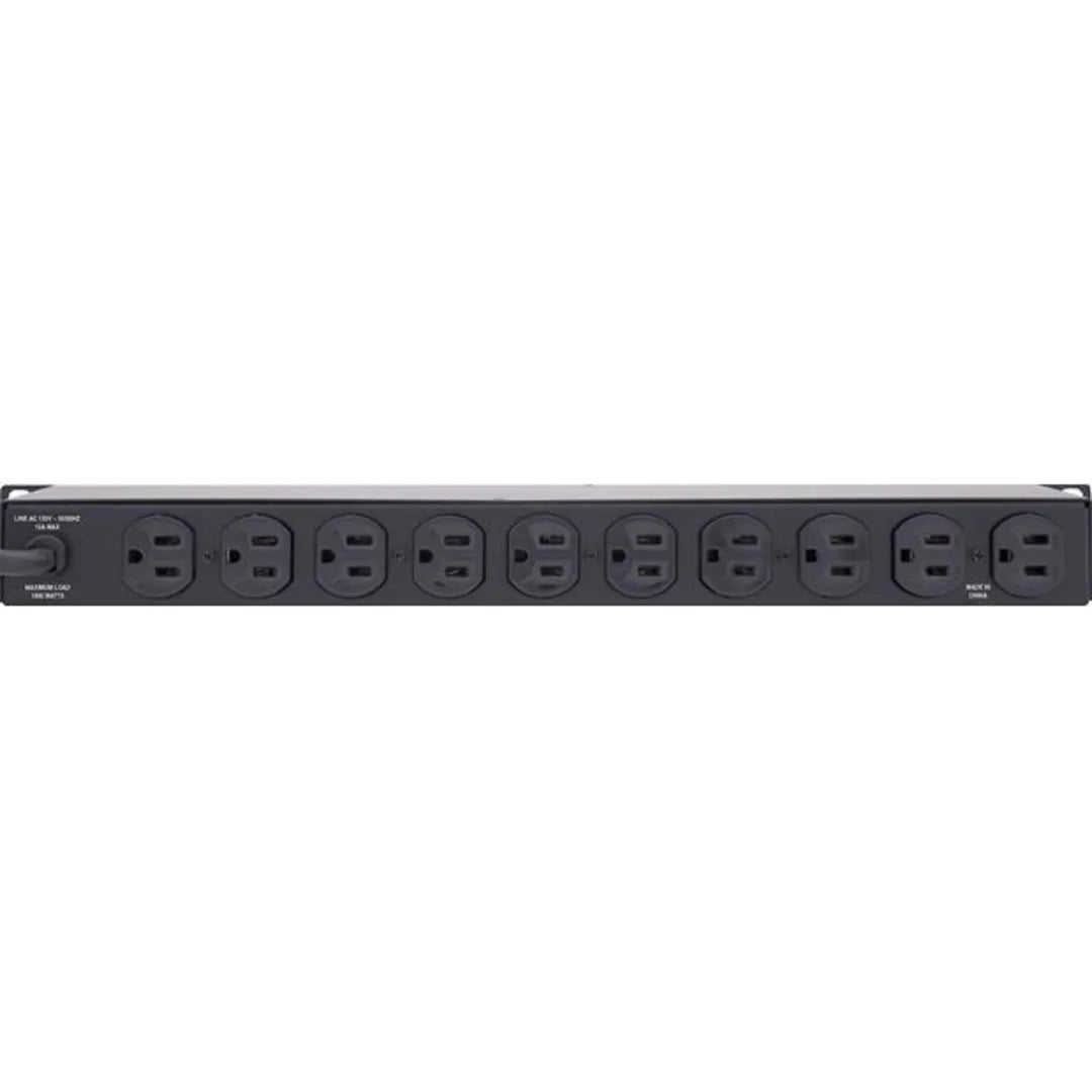 Furman D10-PFP 10-Outlet Rackmount Power Distributor 15A Rated
Black power strip with multiple outlets on a white background