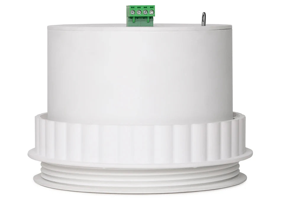 Pure Resonance Audio C5 4 Inch 70V Micro Ceiling Speaker
White speaker device with a green connector on a white background