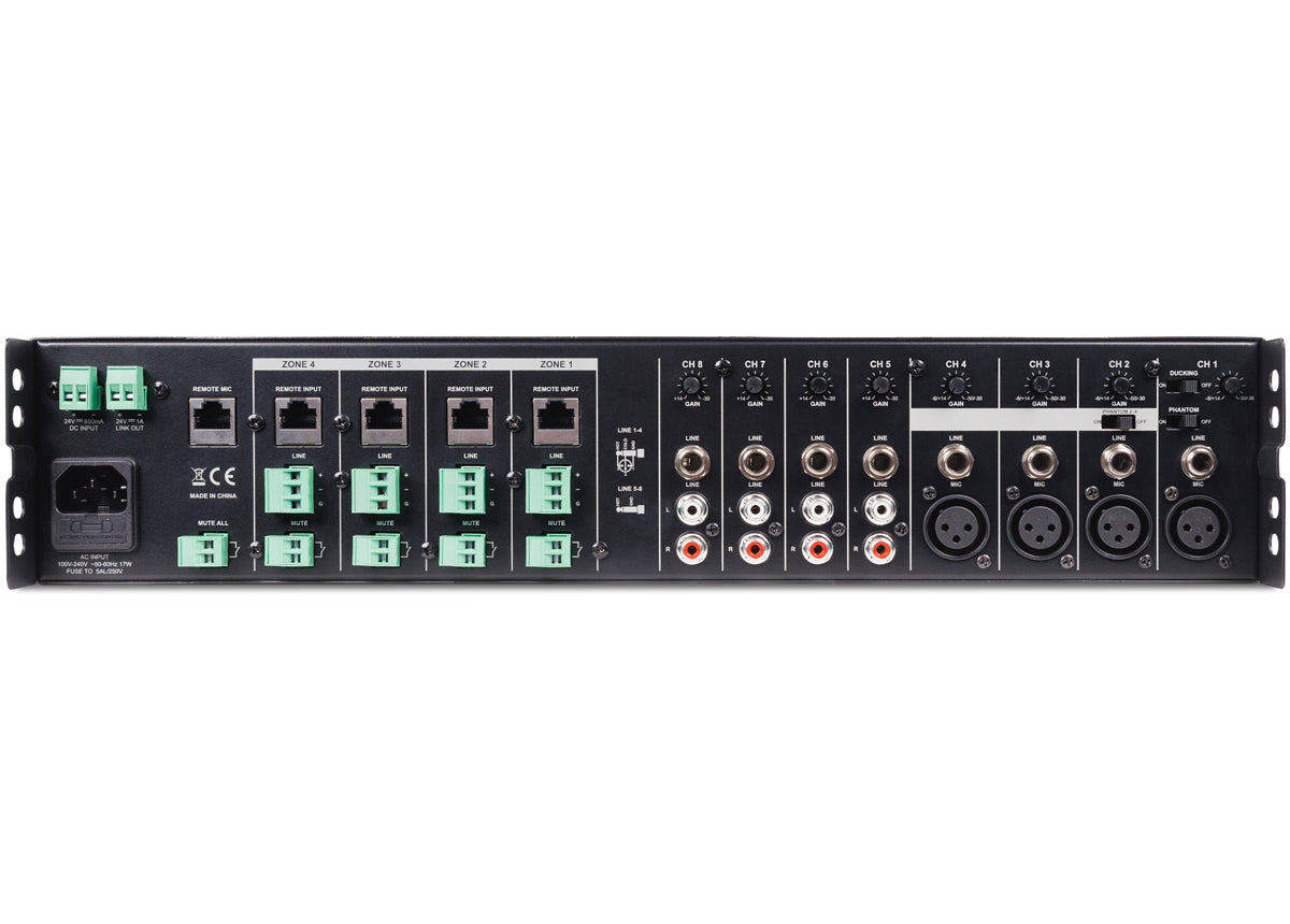 Pure Resonance Audio MX84 Multi-Zone 8-Channel 4-Zone Mixer Back
