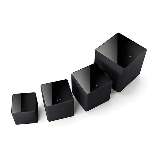 KEF Kube8 MIE 8 Inch Powered Sealed Active Subwoofer 300W RMS
Set of black cube-shaped speakers on a white background