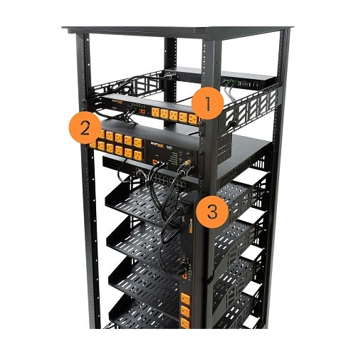 WattBox WB-800-FP 800 Series Faceplate for Rack Mount Power Monitoring on a rack side view