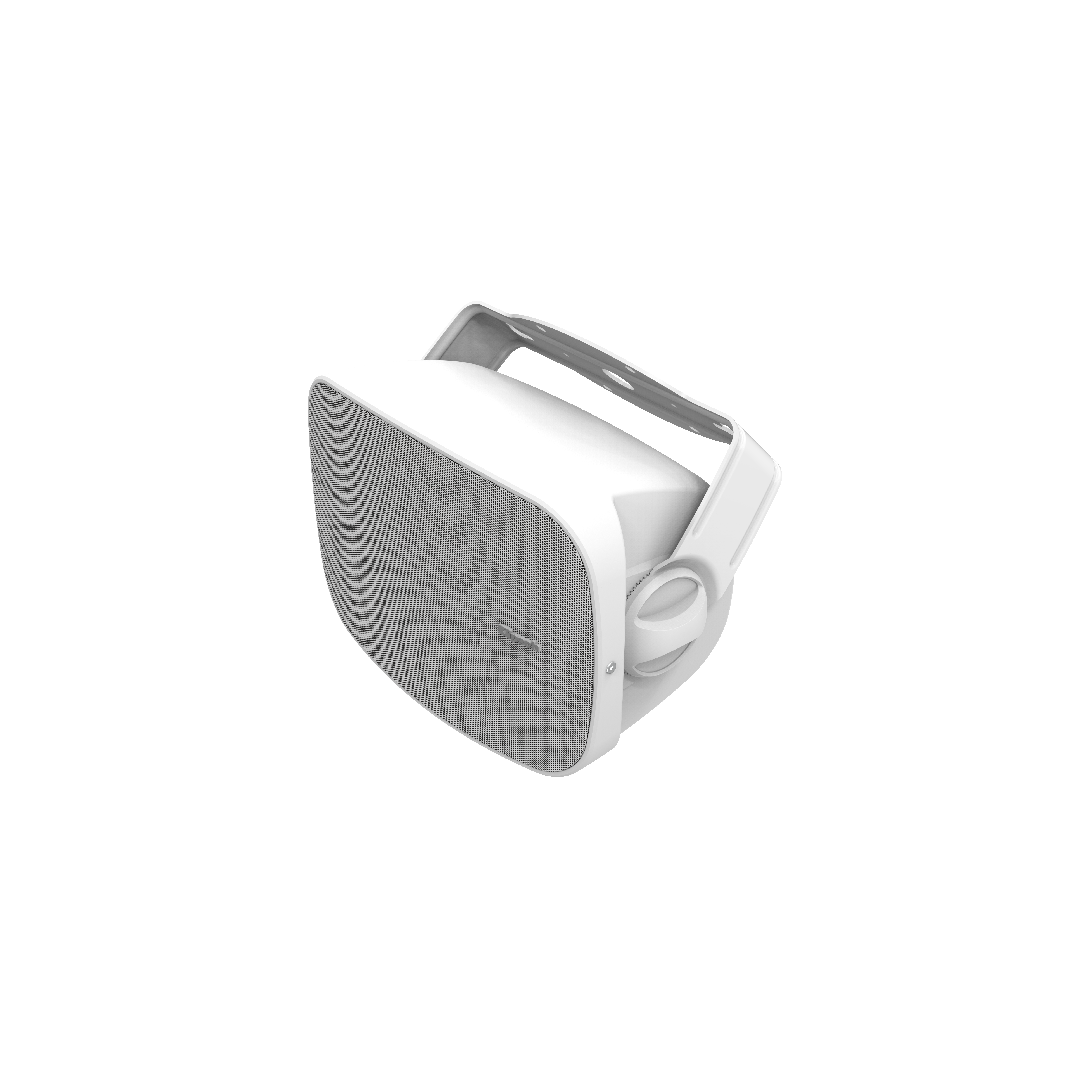 Klipsch RSM-400 4 Inch Indoor Outdoor Titanium Speaker Pair
White and gray speaker on a white background