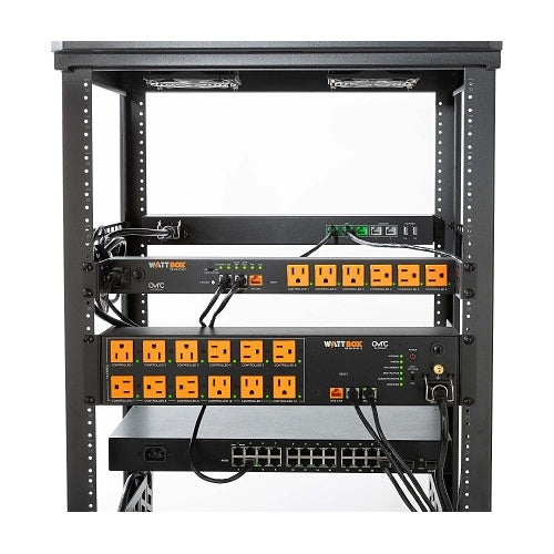 WattBox WB-800-FP 800 Series Faceplate for Rack Mount Power Monitoring on a rack view back