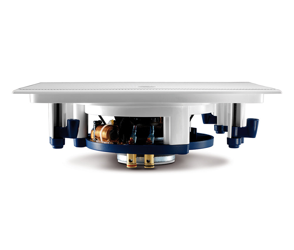 KEF CI160QL 6.5 Inch Rectangular In-Ceiling Single Speaker Uni-Q
Close-up of a white electronic device with blue and gold components on a white background