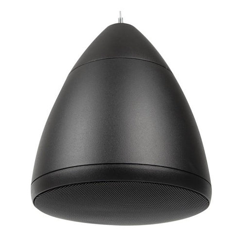 Black pendant light on a white background