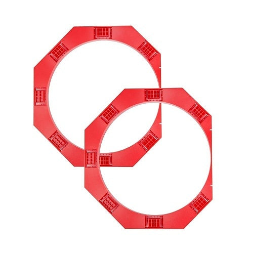 Episode ES-ESS-BRKT-IC-8 8 Inch Speaker Ceiling Brackets Pair
Red circular plastic frames on a white background