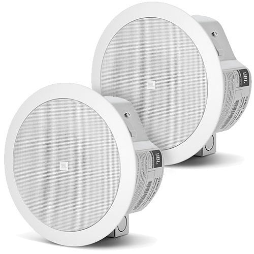 JBL Control 24CT Micro 4.5 Inch Compact Ceiling Loudspeaker Pair
Two white ceiling speakers on a white background