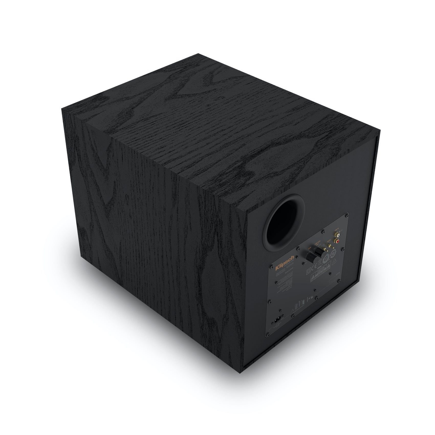 Klipsch R-101SW 10 Inch Front-Firing Powered 150W TCP Subwoofer
Black speaker subwoofer on a white background