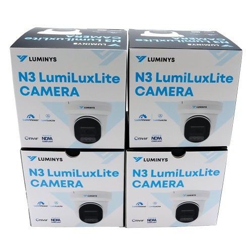 Four boxes of Luminys N3 LumiluxLite Camera on a white background