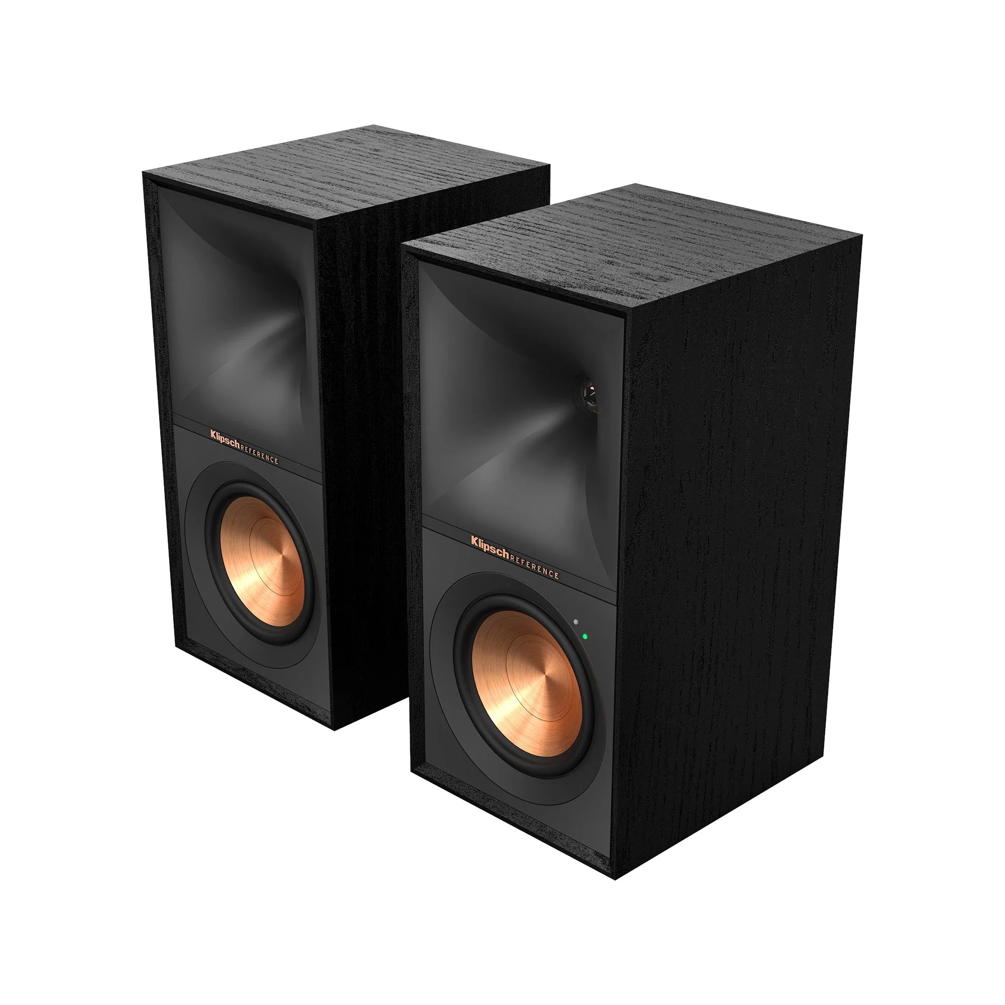 Klipsch R-50PM Powered Bookshelf Speakers 240W Bluetooth Black Pair
Pair of Klipsch speakers on a white background