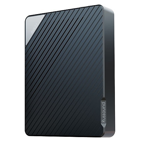 Russound AVA2.1 Mini AVR Bluetooth 2.1 Channel Class-D Amplifier
Black external hard drive with a textured surface on a white background
