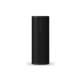 A black Sonos Roam 2 portable Bluetooth speaker standing upright on a plain background.