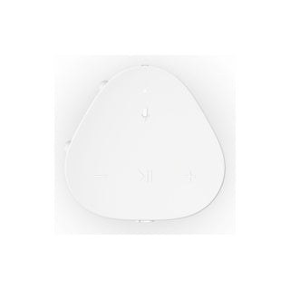 A white Sonos Roam 2 portable Bluetooth speaker standing top view on a white background.