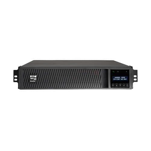 Eaton Tripp Lite SMART3000RMXL2U 2U Sine Wave UPS 3000VA
Black power supply unit with digital display on a white background