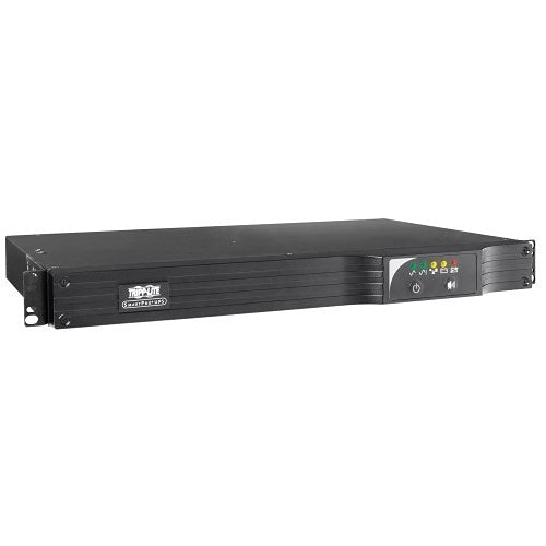 Eaton Tripp Lite SMART500RT1U 1U Rackmount UPS AVR 500VA 300W
Black power strip with multiple outlets on a white background