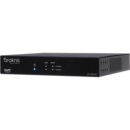 Araknis Networks AN-220-RT Single-WAN Router Multi-Gigabit VPN
Black network router with Araknis branding on a white background