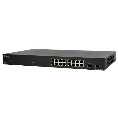 Araknis Networks AN-320-SW-F-16-POE 16-Port Gigabit PoE+ Switch
Network switch with multiple ports on a white background