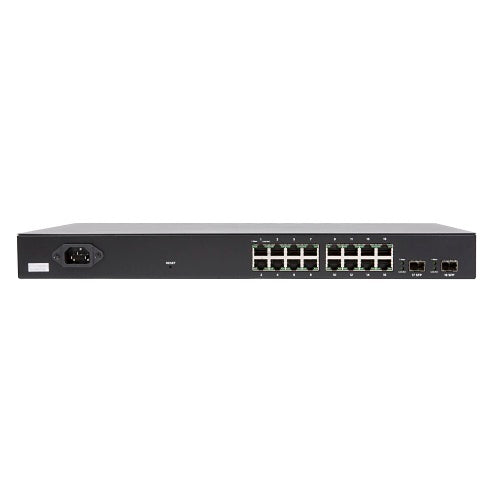 Araknis Networks AN-320-SW-R-16-POE 16-Port Gigabit PoE+ Switch
Network switch with multiple ports on a white background