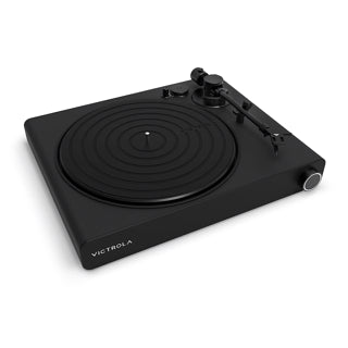 Victrola VPT-2000-BLK-ORT Onyx Turntable Ortofon Sonos Ready
A black Victrola turntable shown at an angle on a clean white background.