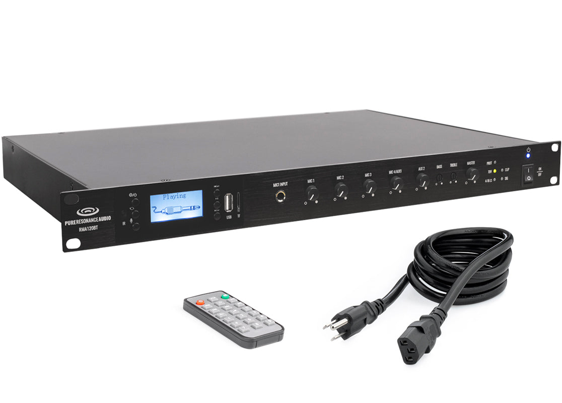 Pure Resonance Audio RMA120BT Bluetooth 120W Rack Mixer Amplifier
Side View Accessories