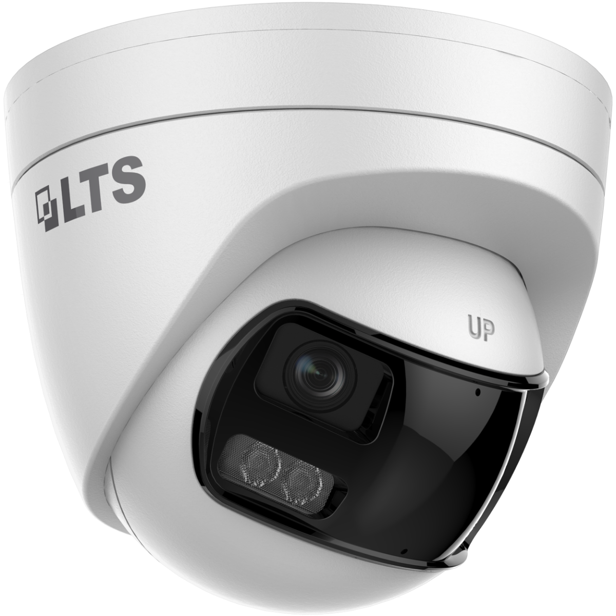 LTS LTCMHT3C5PW-28L 5MP Dual-Lens Color Panoramic Turret Camera
White LTS security camera on a white background