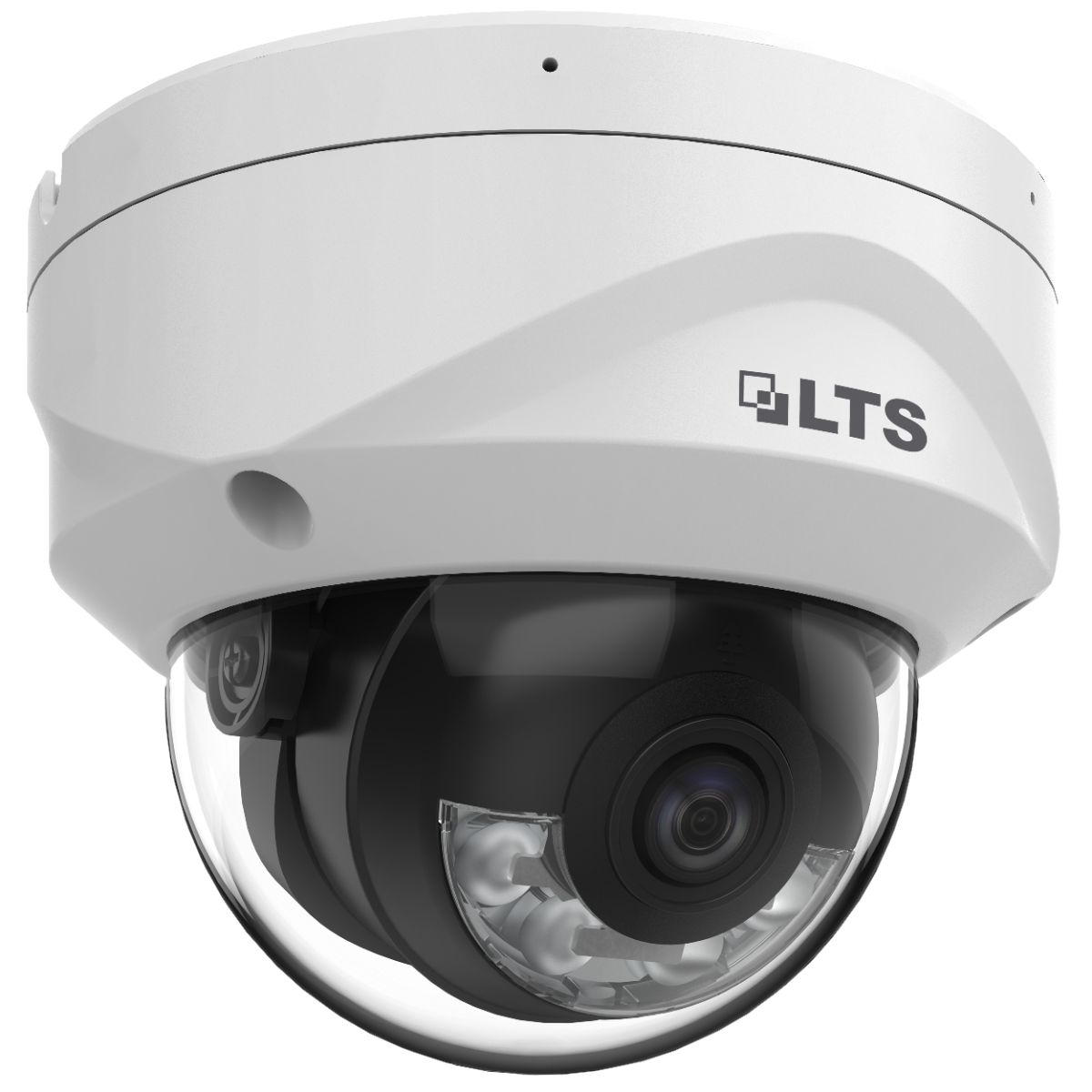 LTS LTCMIP7342WI-28MDA 4MP Smart Hybrid Light Dome Network Camera
White LTS security camera on a white background