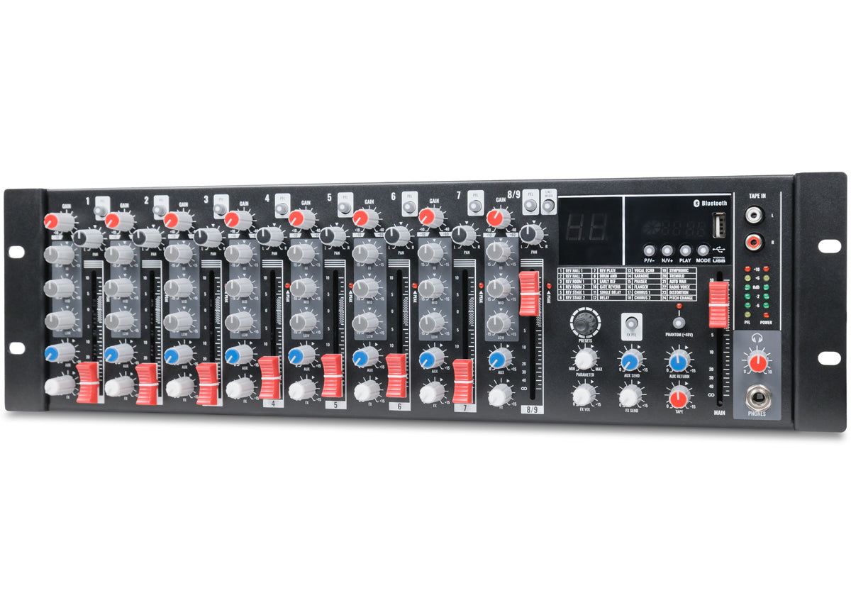 Pure Resonance Audio MX9 Pro Rack Mixer 9-Channel Bluetooth DSP Front 1