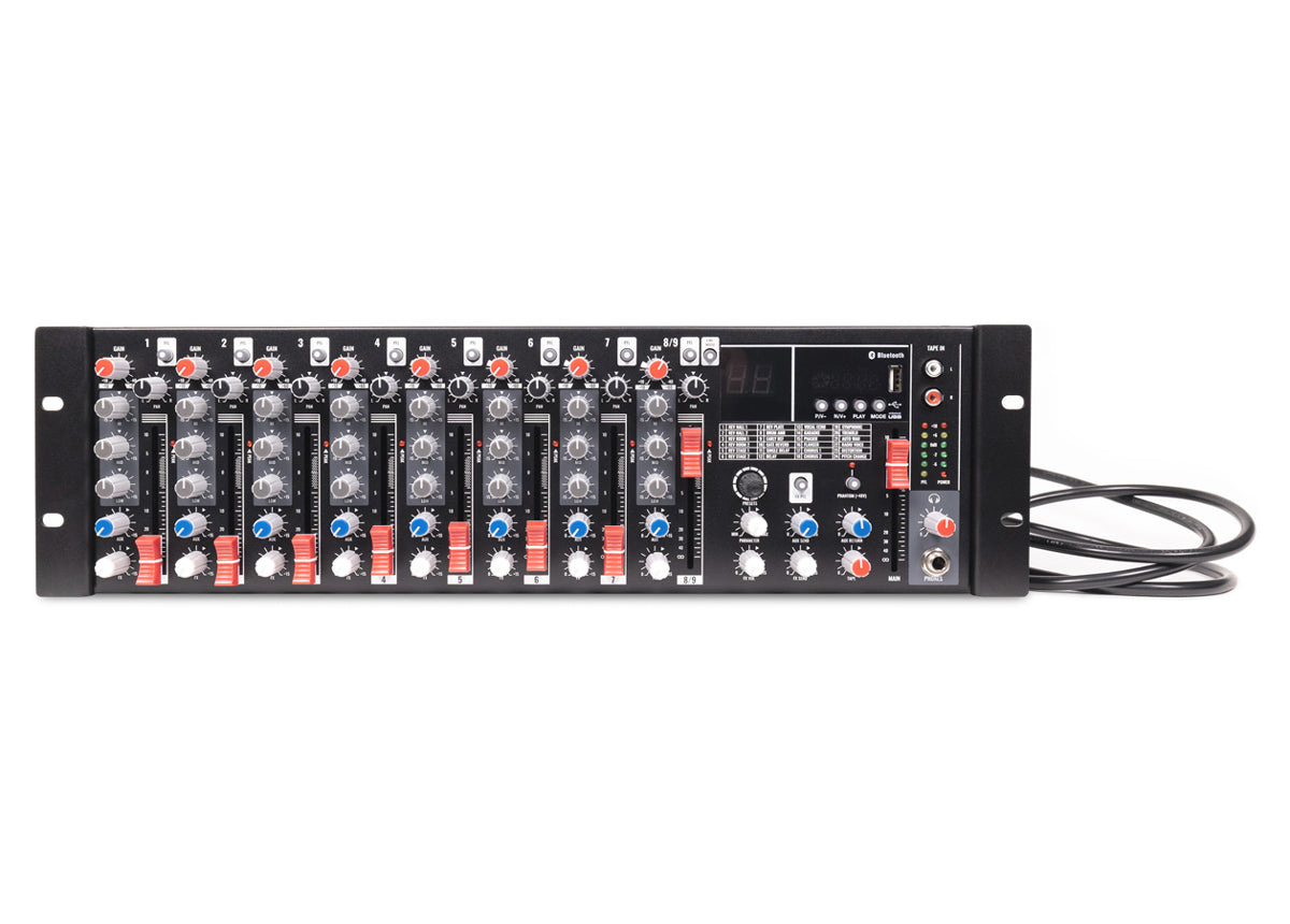 Pure Resonance Audio MX9 Pro Rack Mixer 9-Channel Bluetooth DSP Front 2