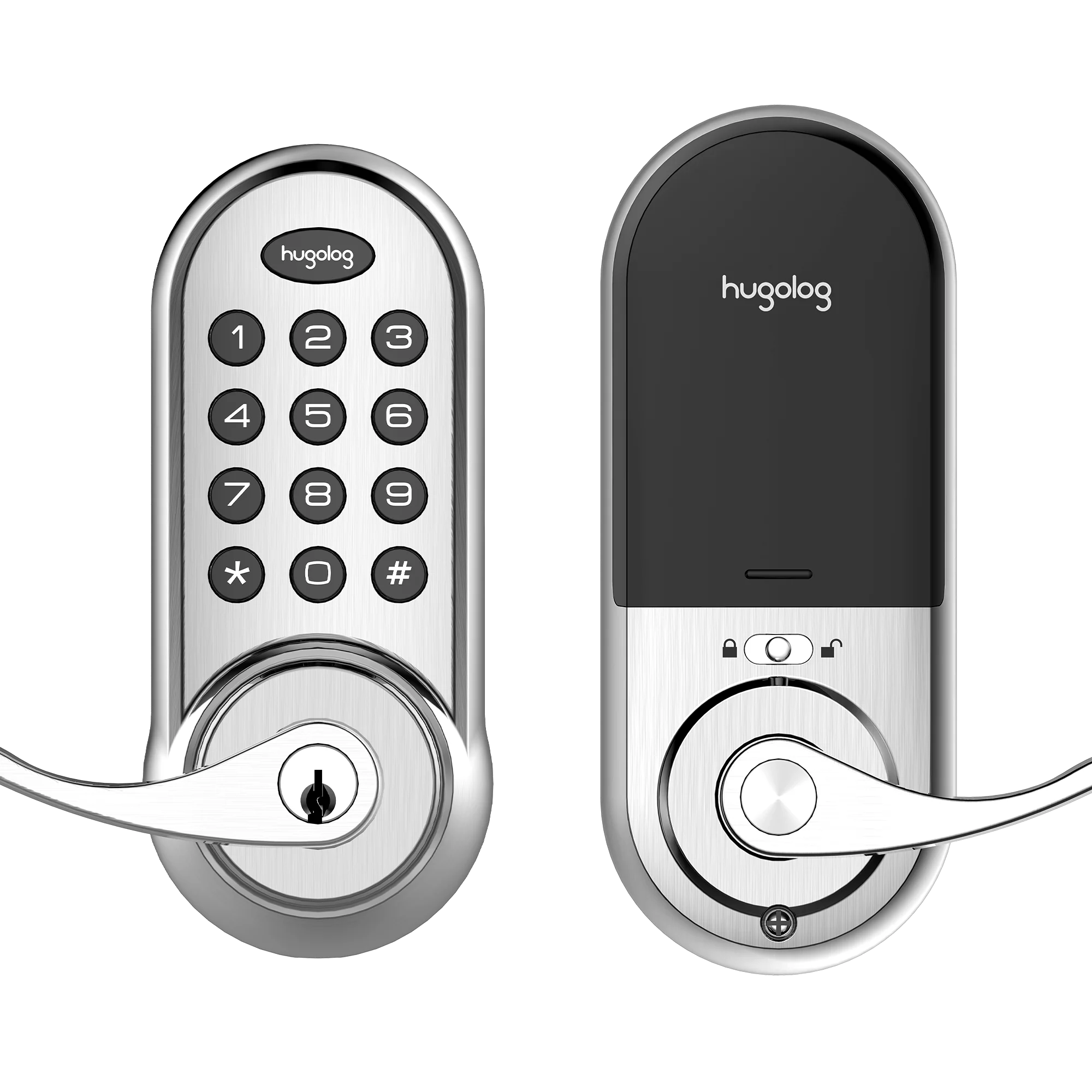 Hugolog electronic door locks on a white background