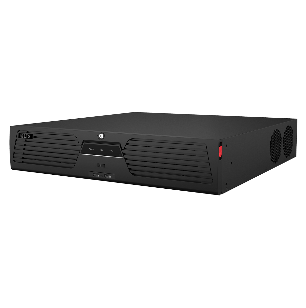 LTS LTN8964-RN Platinum 64CH 8K NVR VCA Dual Ethernet Ports
Black electronic device with multiple fans on a white background