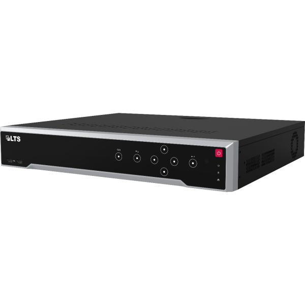 An LTS brand digital security camera recorder with a black faceplate, silver trim, and multiple front input ports, shown on a plain white background.