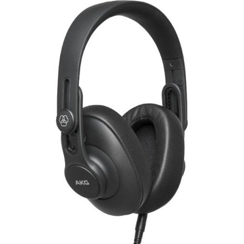 AKG K361 Pro Over-Ear Studio Headphones 50mm Drivers center side view with cord connected