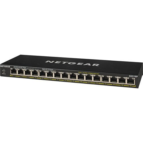 Netgear GS316P 16-Port Gigabit PoE+ Switch 115W FlexPoE
NETGEAR network switch on a white background