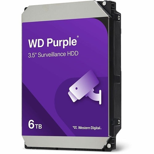 Western Digital WD64PURZ WD Purple 6TB Surveillance Hard Drive white background