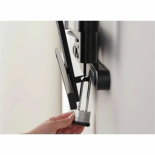 Sanus VODLF125-B2 Outdoor Full Motion TV Wall Mount 40–85 Inch
Hand holding a black TV wall mount against a white wall