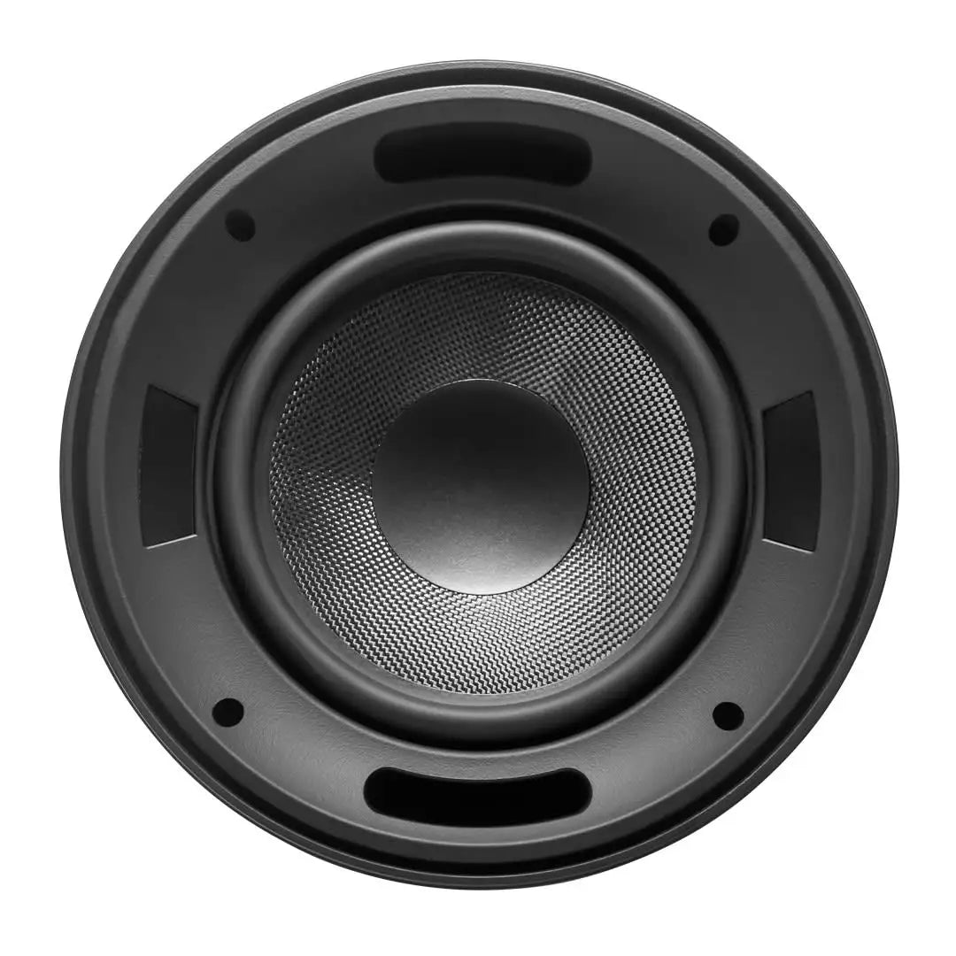 Elura G8PENDSUB-BK 8 Inch 70V Pendant 150W Omni Bass Subwoofer
Speaker cone with mesh driver on a white background