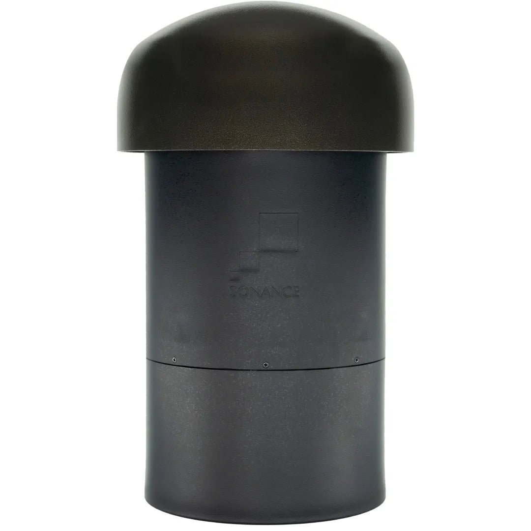 Black sub device with a dome-shaped cover on a white background