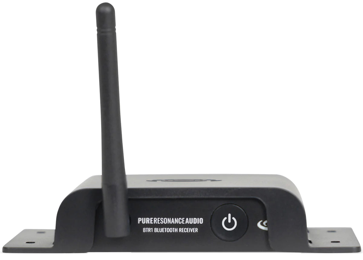Pure Resonance Audio BTR1 Bluetooth Wireless Audio Receiver 100ft
Pure Resonance Audio Bluetooth receiver with antenna on a white background
