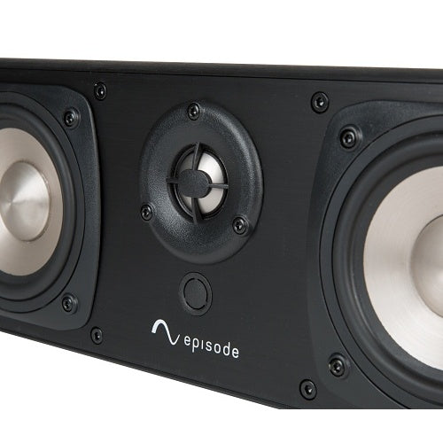 Black speaker with white interior on a white background, featuring the 'episode' brand.