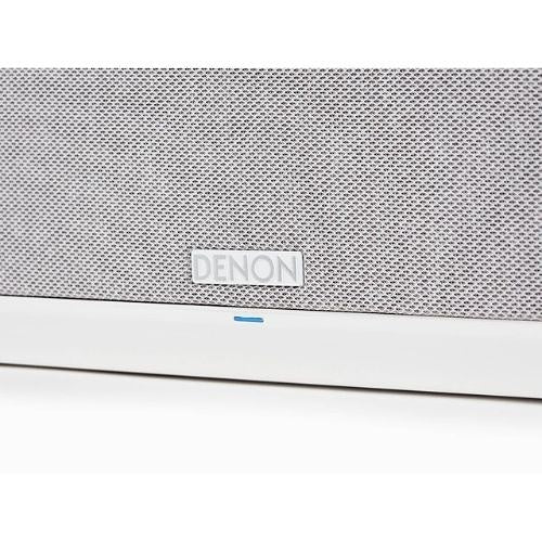 Denon HEOS Home 350 Smart Hi-Res Audio Speaker Wireless Bluetooth White Logo Closeup