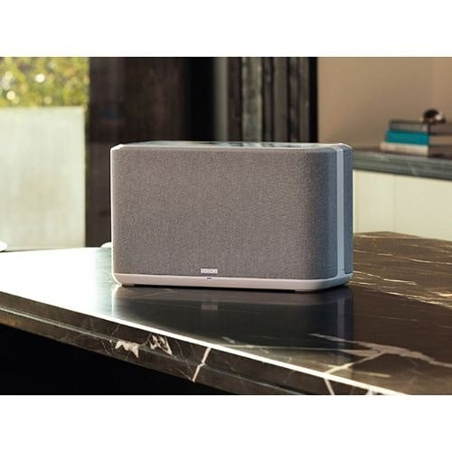 Denon HEOS Home 350 Smart Hi-Res Audio Speaker Wireless Bluetooth White Closeup Table