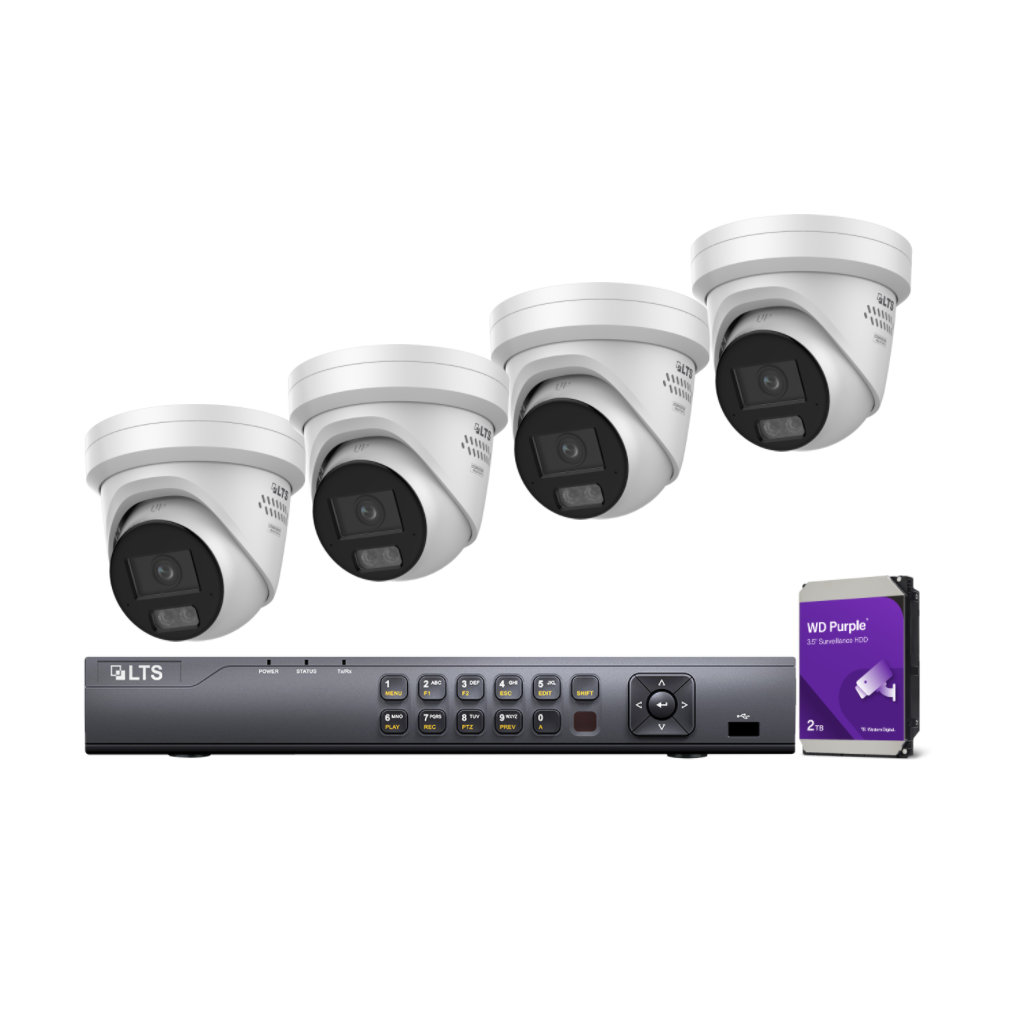 LTS AI 4-Camera Bundle 4MP Color IP 4CH NVR 2TB HDD
