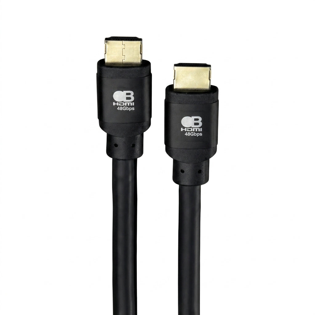 A black HDMI 4Kx90p cable with two connectors shown side by side on a plain white background.