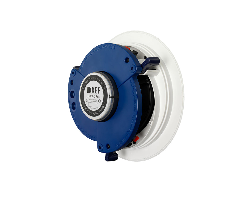 KEF CI160CRds Stereo 6.5 Inch Round In-Ceiling Single Speaker
KEF speaker on a white background