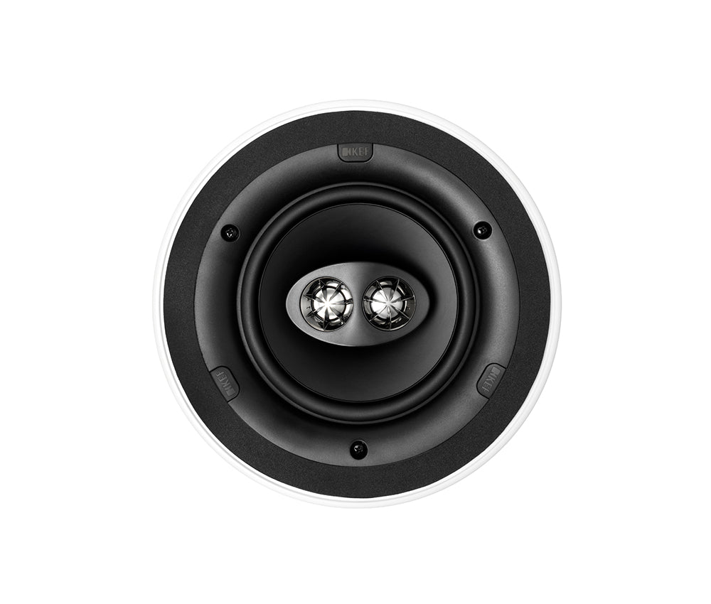 KEF CI160CRds Stereo 6.5 Inch Round In-Ceiling Single Speaker
Round black speaker on a white background