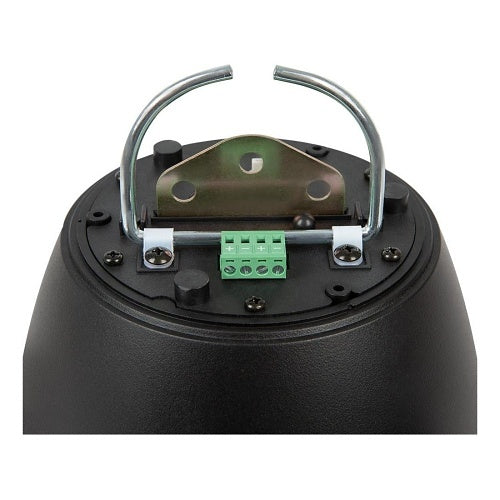 Episode ECS-800-PND4 4 Inch 70V Ceiling Pendant Speaker
Close-up of a black mechanical component with a green connector on a white background